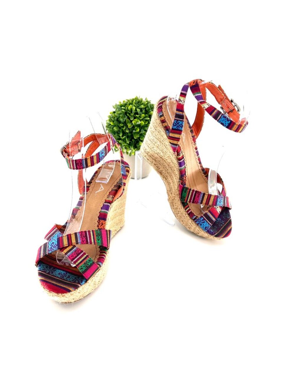 MIA KAREENA COLORFUL ESPADRILLE PLATFORM WEDGE SANDALS - 8